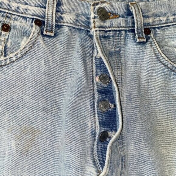 Levis 501 Original Jeans 1980s 80s Button Fly Distressed Batwing Vintage 32 x 30 - Picture 5 of 12
